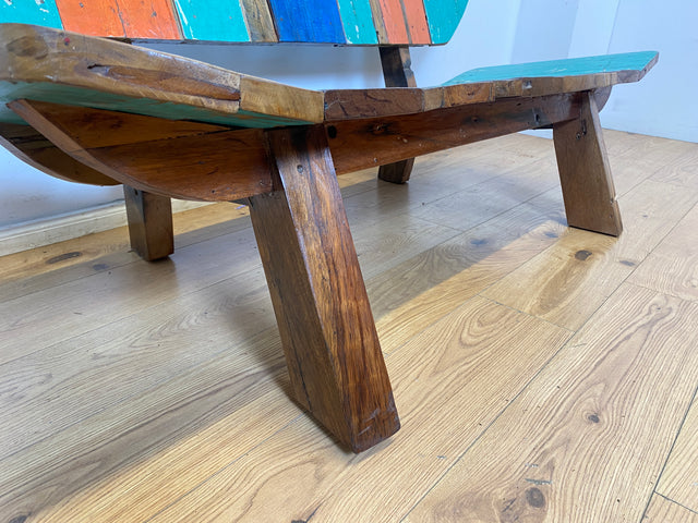 Boatwood by WMK I Einzigartiges handgefertigtes Sofa aus altem Bootsholz I Teakholz massiv I Couch Bank Holzbank Küchenbank Gartenbank Gartensofa Gartenmöbel Balkonmöbel Bootsmöbel Berlin Bremen Köln