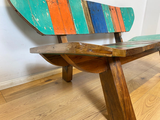 Boatwood by WMK I Einzigartiges handgefertigtes Sofa aus altem Bootsholz I Teakholz massiv I Couch Bank Holzbank Küchenbank Gartenbank Gartensofa Gartenmöbel Balkonmöbel Bootsmöbel Berlin Bremen Köln