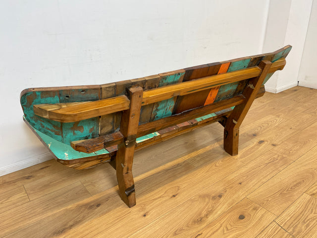 Boatwood by WMK I Einzigartiges handgefertigtes Sofa aus altem Bootsholz I Teakholz massiv I Couch Bank Holzbank Küchenbank Gartenbank Gartensofa Gartenmöbel Balkonmöbel Bootsmöbel Berlin Bremen Köln
