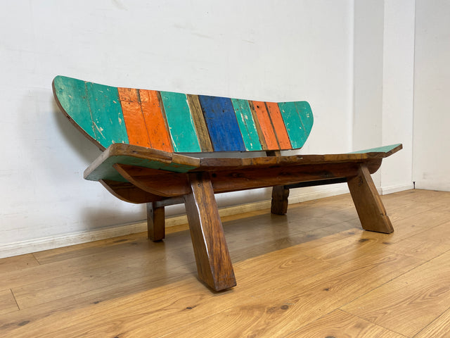 Boatwood by WMK I Einzigartiges handgefertigtes Sofa aus altem Bootsholz I Teakholz massiv I Couch Bank Holzbank Küchenbank Gartenbank Gartensofa Gartenmöbel Balkonmöbel Bootsmöbel Berlin Bremen Köln