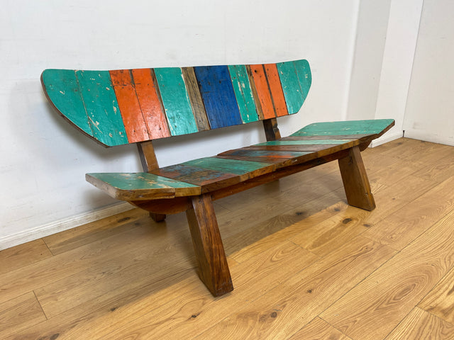 Boatwood by WMK I Einzigartiges handgefertigtes Sofa aus altem Bootsholz I Teakholz massiv I Couch Bank Holzbank Küchenbank Gartenbank Gartensofa Gartenmöbel Balkonmöbel Bootsmöbel Berlin Bremen Köln