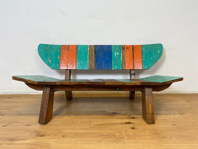 Boatwood by WMK I Einzigartiges handgefertigtes Sofa aus altem Bootsholz I Teakholz massiv I Couch Bank Holzbank Küchenbank Gartenbank Gartensofa Gartenmöbel Balkonmöbel Bootsmöbel Berlin Bremen Köln