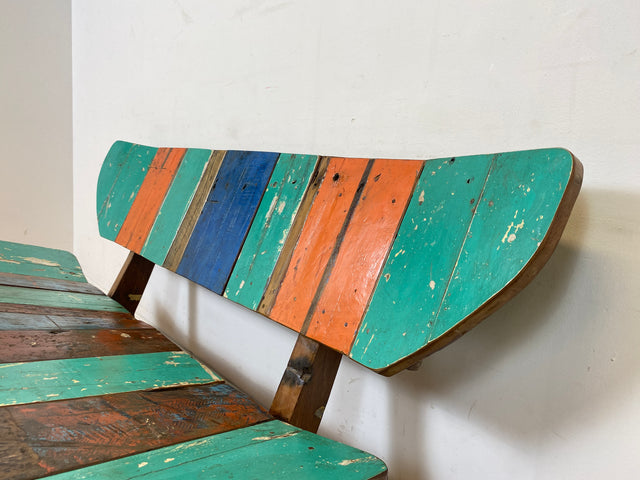 Boatwood by WMK I Einzigartiges handgefertigtes Sofa aus altem Bootsholz I Teakholz massiv I Couch Bank Holzbank Küchenbank Gartenbank Gartensofa Gartenmöbel Balkonmöbel Bootsmöbel Berlin Bremen Köln