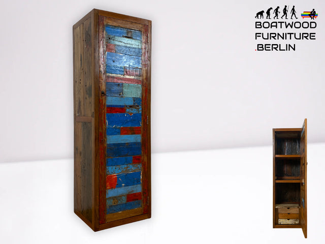 Einzigartiger Hochschrank handgefertigt aus altem Bootsholz I Teakholz massiv I Schrank Highboard Wäscheschrank Kleiderschrank Küchenschrank Besenschrank Flurschrank I&nbsp;
