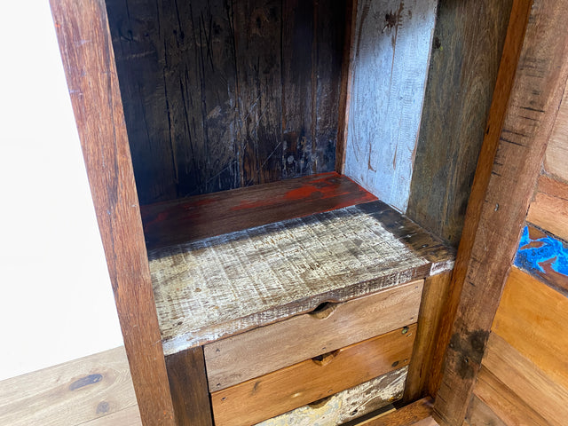 Einzigartiger Hochschrank handgefertigt aus altem Bootsholz I Teakholz massiv I Schrank Highboard Wäscheschrank Kleiderschrank Küchenschrank Besenschrank Flurschrank I&nbsp;