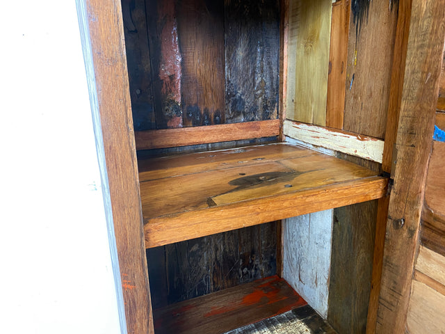 Einzigartiger Hochschrank handgefertigt aus altem Bootsholz I Teakholz massiv I Schrank Highboard Wäscheschrank Kleiderschrank Küchenschrank Besenschrank Flurschrank I&nbsp;