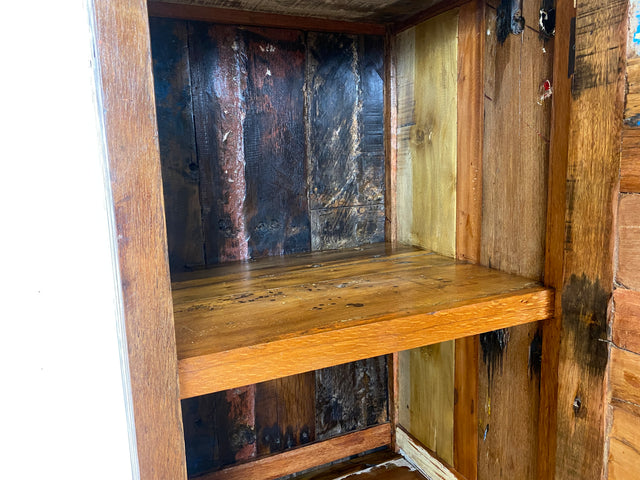 Einzigartiger Hochschrank handgefertigt aus altem Bootsholz I Teakholz massiv I Schrank Highboard Wäscheschrank Kleiderschrank Küchenschrank Besenschrank Flurschrank I&nbsp;