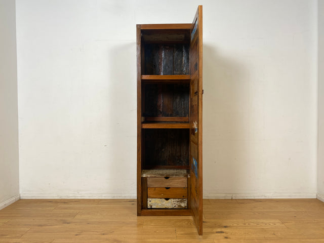 Einzigartiger Hochschrank handgefertigt aus altem Bootsholz I Teakholz massiv I Schrank Highboard Wäscheschrank Kleiderschrank Küchenschrank Besenschrank Flurschrank I&nbsp;