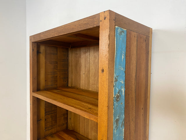 Schöner hoher Bücherschrank handgefertigt aus altem Bootsholz mit Schubladen I Regal Bücherregal Highboard Schrank Holzregal Küchenregal Küchenschrank I