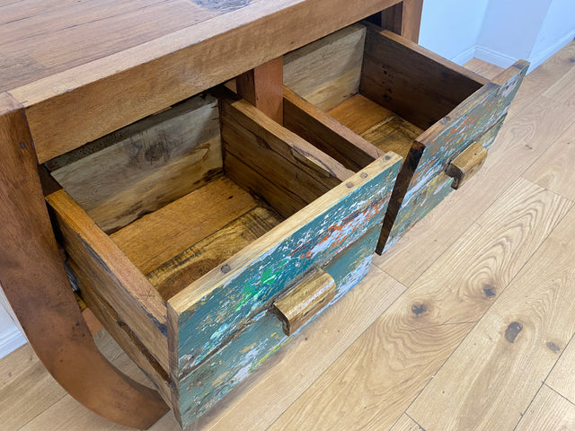 Einzigartige Kommode handgefertigt aus altem Bootsholz mit Schubladen I Teakholz I Sideboard Schrank Anrichte Konsole Flurkommode Ablage Opium Bootsmöbel I