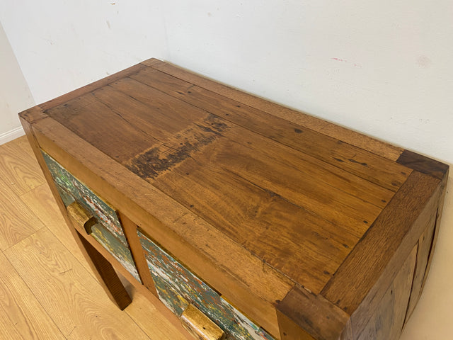 Einzigartige Kommode handgefertigt aus altem Bootsholz mit Schubladen I Teakholz I Sideboard Schrank Anrichte Konsole Flurkommode Ablage Opium Bootsmöbel I