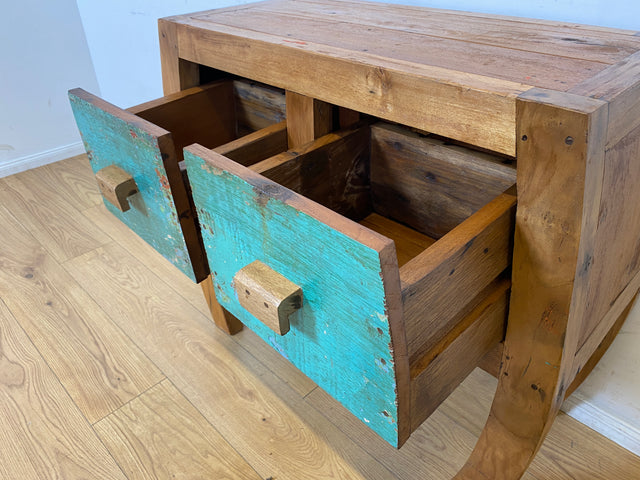 Boatwood by WMK I Hochwertige Kommode handgefertigt aus altem Bootsholz mit Schubladen I Teakholz massiv I