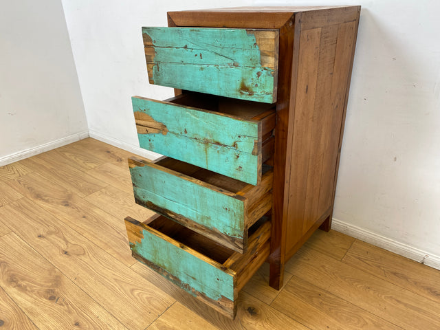 Boatwood by WMK I Besondere Kommode handgefertigt aus altem Bootsholz in Originalfarbe mit Schubladen
