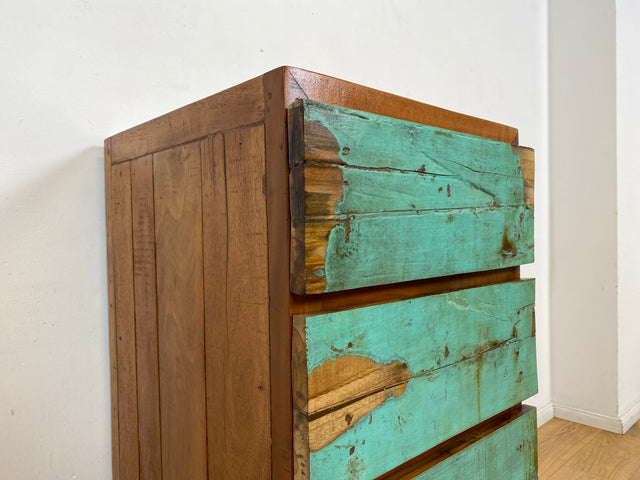 Boatwood by WMK I Besondere Kommode handgefertigt aus altem Bootsholz in Originalfarbe mit Schubladen