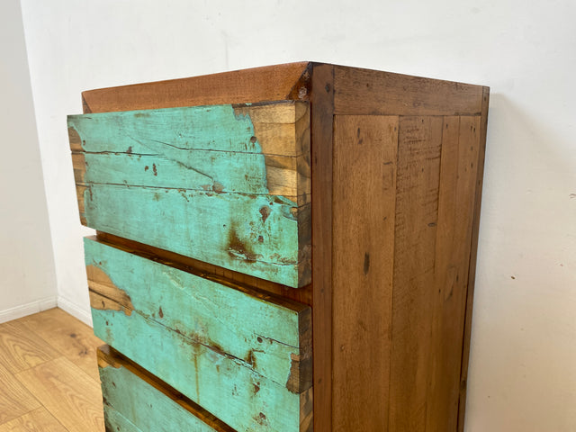 Boatwood by WMK I Besondere Kommode handgefertigt aus altem Bootsholz in Originalfarbe mit Schubladen