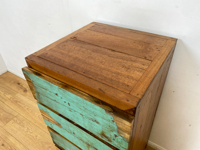 Boatwood by WMK I Besondere Kommode handgefertigt aus altem Bootsholz in Originalfarbe mit Schubladen