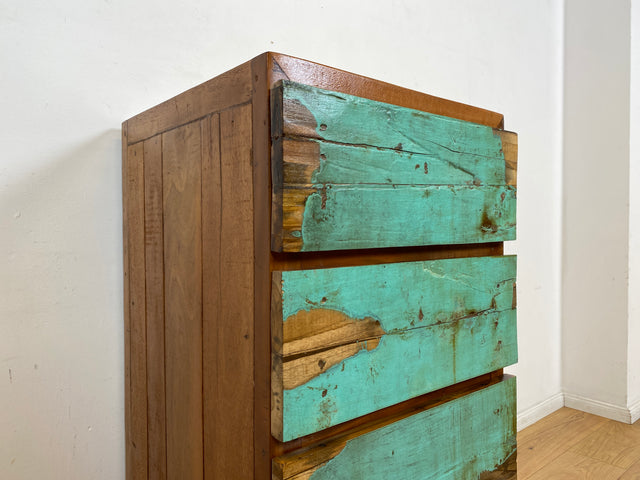 Boatwood by WMK I Besondere Kommode handgefertigt aus altem Bootsholz in Originalfarbe mit Schubladen