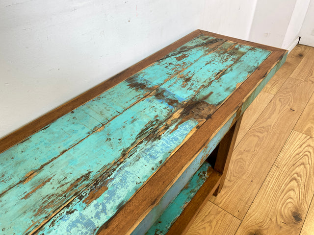 Einzigartiges offenes Lowboard handgefertigt aus altem Bootsholz in Originalfarben I TV-Lowboard Fernsehbank Sideboard Bank Ablage Regal Phonoschrank Kommode I