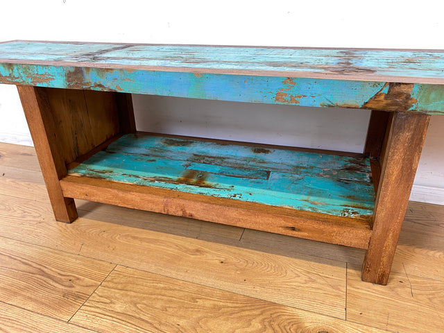 Einzigartiges offenes Lowboard handgefertigt aus altem Bootsholz in Originalfarben I TV-Lowboard Fernsehbank Sideboard Bank Ablage Regal Phonoschrank Kommode I