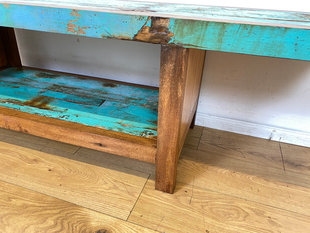Einzigartiges offenes Lowboard handgefertigt aus altem Bootsholz in Originalfarben I TV-Lowboard Fernsehbank Sideboard Bank Ablage Regal Phonoschrank Kommode I