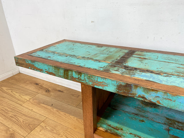 Einzigartiges offenes Lowboard handgefertigt aus altem Bootsholz in Originalfarben I TV-Lowboard Fernsehbank Sideboard Bank Ablage Regal Phonoschrank Kommode I
