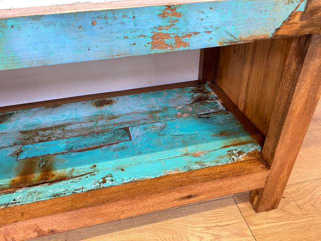 Einzigartiges offenes Lowboard handgefertigt aus altem Bootsholz in Originalfarben I TV-Lowboard Fernsehbank Sideboard Bank Ablage Regal Phonoschrank Kommode I