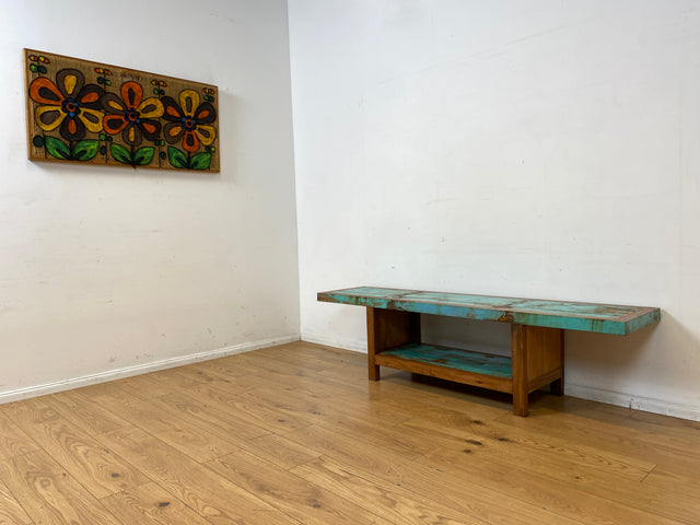 Einzigartiges offenes Lowboard handgefertigt aus altem Bootsholz in Originalfarben I TV-Lowboard Fernsehbank Sideboard Bank Ablage Regal Phonoschrank Kommode I