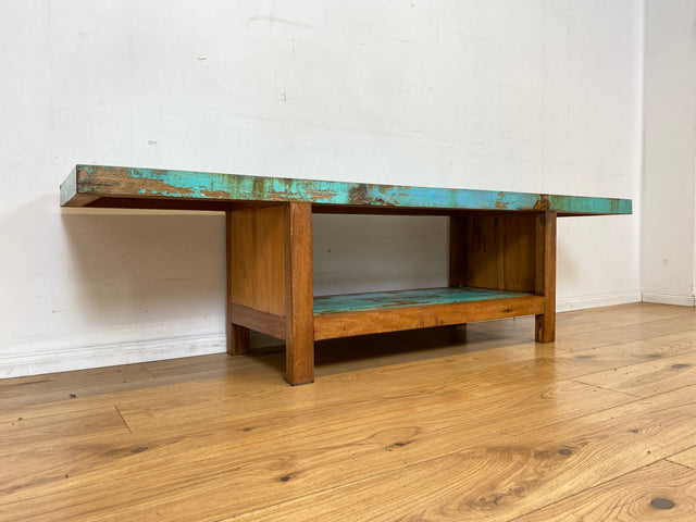 Einzigartiges offenes Lowboard handgefertigt aus altem Bootsholz in Originalfarben I TV-Lowboard Fernsehbank Sideboard Bank Ablage Regal Phonoschrank Kommode I