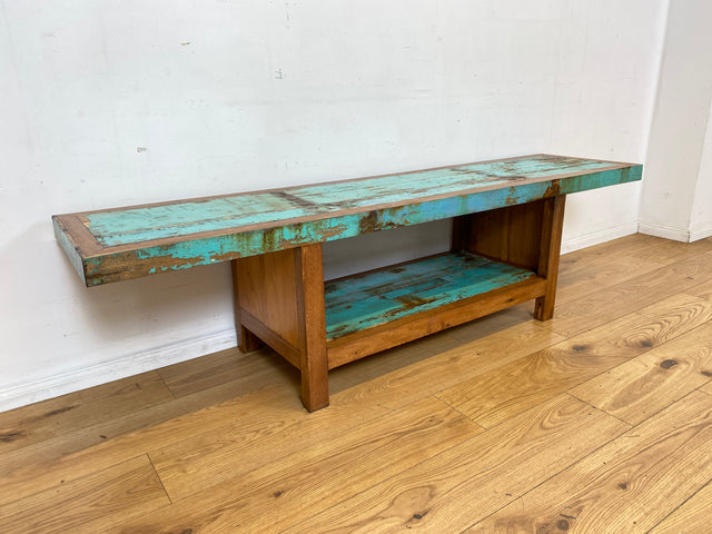 Einzigartiges offenes Lowboard handgefertigt aus altem Bootsholz in Originalfarben I TV-Lowboard Fernsehbank Sideboard Bank Ablage Regal Phonoschrank Kommode I