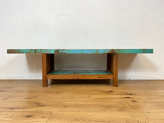 Einzigartiges offenes Lowboard handgefertigt aus altem Bootsholz in Originalfarben I TV-Lowboard Fernsehbank Sideboard Bank Ablage Regal Phonoschrank Kommode I