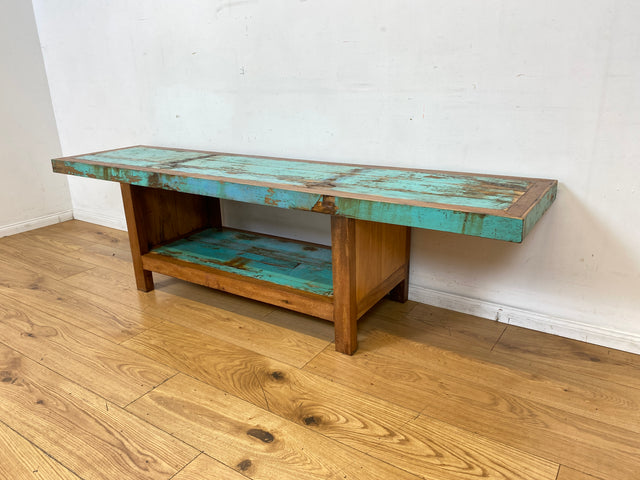 Einzigartiges offenes Lowboard handgefertigt aus altem Bootsholz in Originalfarben I TV-Lowboard Fernsehbank Sideboard Bank Ablage Regal Phonoschrank Kommode I