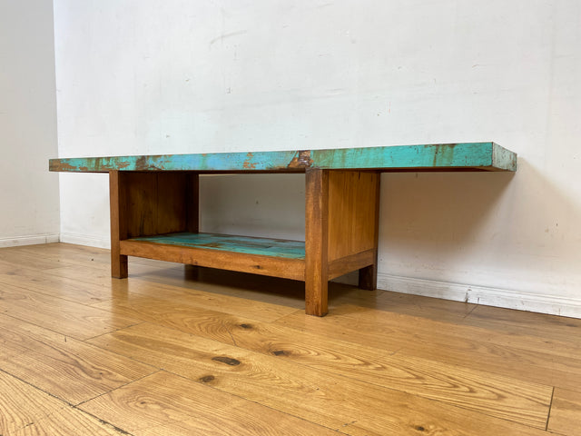 Einzigartiges offenes Lowboard handgefertigt aus altem Bootsholz in Originalfarben I TV-Lowboard Fernsehbank Sideboard Bank Ablage Regal Phonoschrank Kommode I