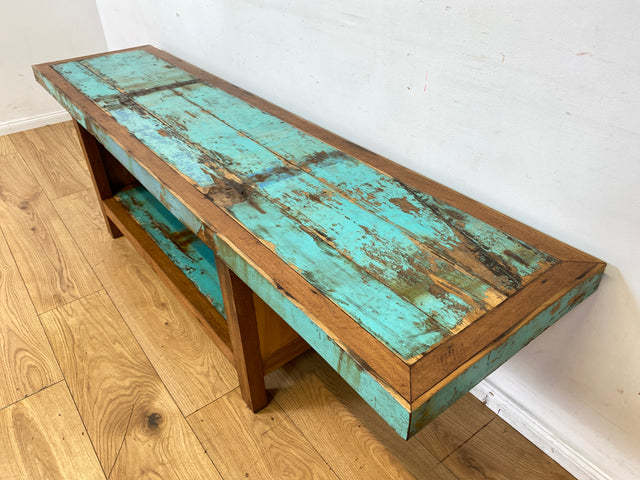 Einzigartiges offenes Lowboard handgefertigt aus altem Bootsholz in Originalfarben I TV-Lowboard Fernsehbank Sideboard Bank Ablage Regal Phonoschrank Kommode I