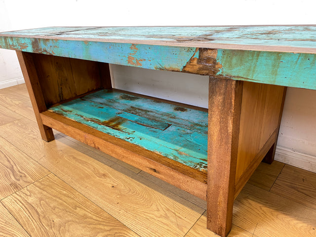 Einzigartiges offenes Lowboard handgefertigt aus altem Bootsholz in Originalfarben I TV-Lowboard Fernsehbank Sideboard Bank Ablage Regal Phonoschrank Kommode I