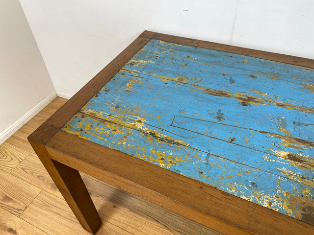 Boatwood by WMK I Meeresblauer 170x90cm großer Esstisch handgefertigt aus altem Bootsholz in Originalfarben