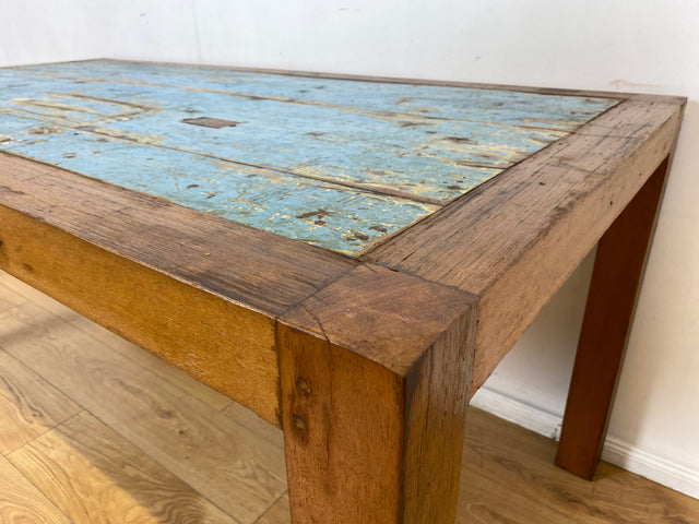 Boatwood by WMK I Meeresblauer 170x90cm großer Esstisch handgefertigt aus altem Bootsholz in Originalfarben