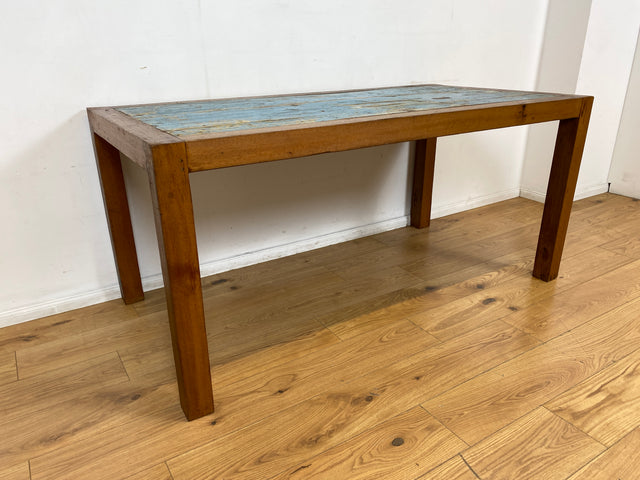 Boatwood by WMK I Meeresblauer 170x90cm großer Esstisch handgefertigt aus altem Bootsholz in Originalfarben
