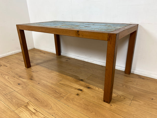Boatwood by WMK I Meeresblauer 170x90cm großer Esstisch handgefertigt aus altem Bootsholz in Originalfarben