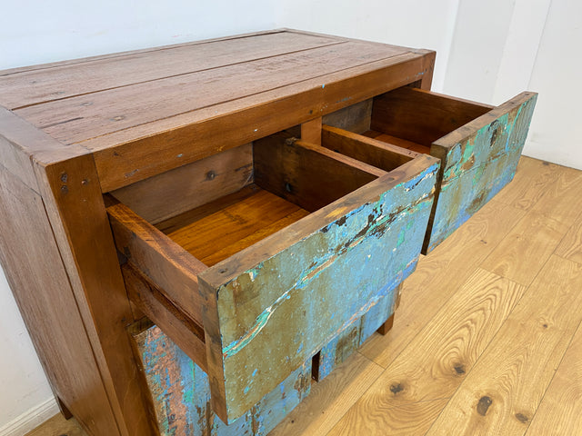 Boatwood by WMK I Nachhaltige & handgefertigte Kommode aus altem Bootsholz mit Schubladen I Teakholz Sideboard TV Lowboard Anrichte Schubladenkommode Wäschekommode Fernsehschrank I Berlin NRW Bayern