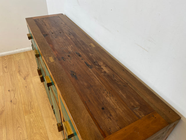 Boatwood by WMK I Nachhaltiges Sideboard handgefertigt aus altem Bootsholz mit Schubladen I Teakholz massiv I Schrank Wäschekommode Kommode Anrichte TV Lowboard Bootsmöbel Teak Berlin Köln Regensburg