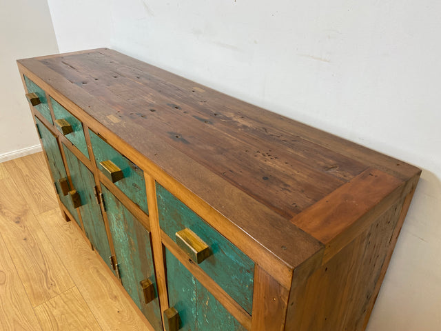 Boatwood by WMK I Nachhaltiges Sideboard handgefertigt aus altem Bootsholz mit Schubladen I Teakholz massiv I Schrank Wäschekommode Kommode Anrichte TV Lowboard Bootsmöbel Teak Berlin Köln Regensburg