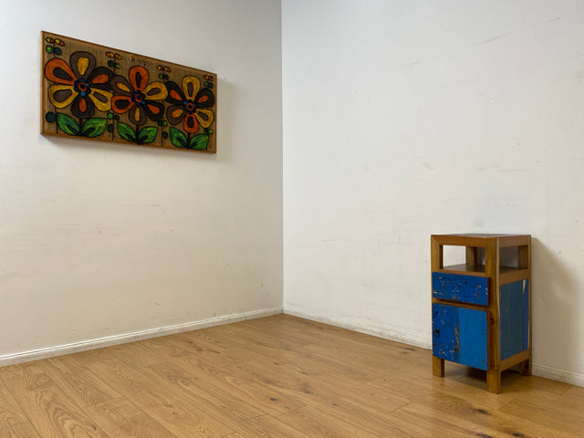 Boatwood by WMK I Einzigartiger großer Nachttisch handgefertigt aus altem Bootsholz I Teakholz massiv I Nachtkommode Nachtschrank Nachtschränkchen Kommode Beistelltisch Ablage I Berlin Kiel Stuttgart