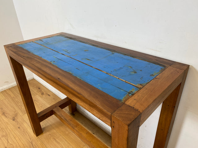 Boatwood by WMK I Outdoor geeigneter 130x60cm großer Stehtisch handgefertigt aus altem Bootsholz