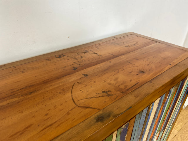 Boatwood by WMK I Großartiger Schrank handgefertigt aus altem Bootsholz in Originalfarben