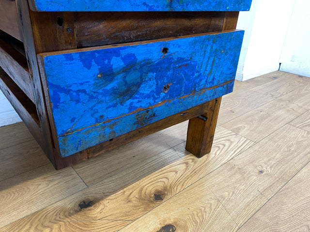 Boatwood by WMK I Besonderer Schreibtisch handgefertigt aus altem Bootsholz I Teakholz massiv in Originalfarbe I Arbeitstisch Bürotisch Arbeitsplatz Computertisch Desk Bootsmöbel I Berlin Bayern Köln