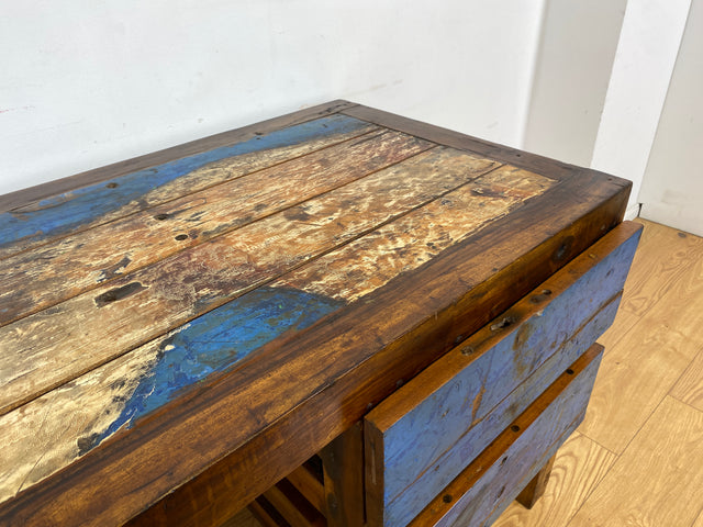 Boatwood by WMK I Besonderer Schreibtisch handgefertigt aus altem Bootsholz I Teakholz massiv in Originalfarbe I Arbeitstisch Bürotisch Arbeitsplatz Computertisch Desk Bootsmöbel I Berlin Bayern Köln