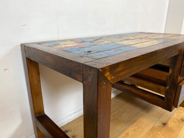 Boatwood by WMK I Besonderer Schreibtisch handgefertigt aus altem Bootsholz I Teakholz massiv in Originalfarbe I Arbeitstisch Bürotisch Arbeitsplatz Computertisch Desk Bootsmöbel I Berlin Bayern Köln