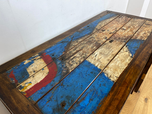 Boatwood by WMK I Besonderer Schreibtisch handgefertigt aus altem Bootsholz I Teakholz massiv in Originalfarbe I Arbeitstisch Bürotisch Arbeitsplatz Computertisch Desk Bootsmöbel I Berlin Bayern Köln