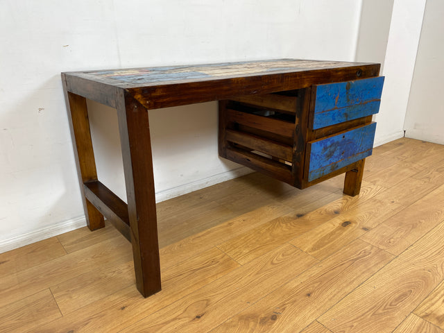 Boatwood by WMK I Besonderer Schreibtisch handgefertigt aus altem Bootsholz I Teakholz massiv in Originalfarbe I Arbeitstisch Bürotisch Arbeitsplatz Computertisch Desk Bootsmöbel I Berlin Bayern Köln