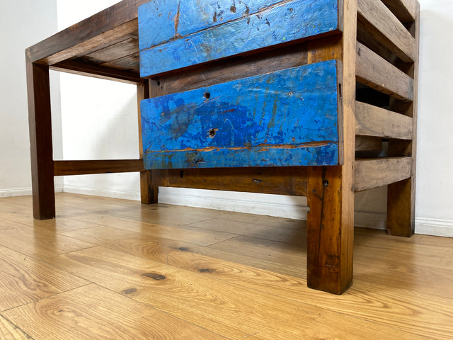 Boatwood by WMK I Besonderer Schreibtisch handgefertigt aus altem Bootsholz I Teakholz massiv in Originalfarbe I Arbeitstisch Bürotisch Arbeitsplatz Computertisch Desk Bootsmöbel I Berlin Bayern Köln